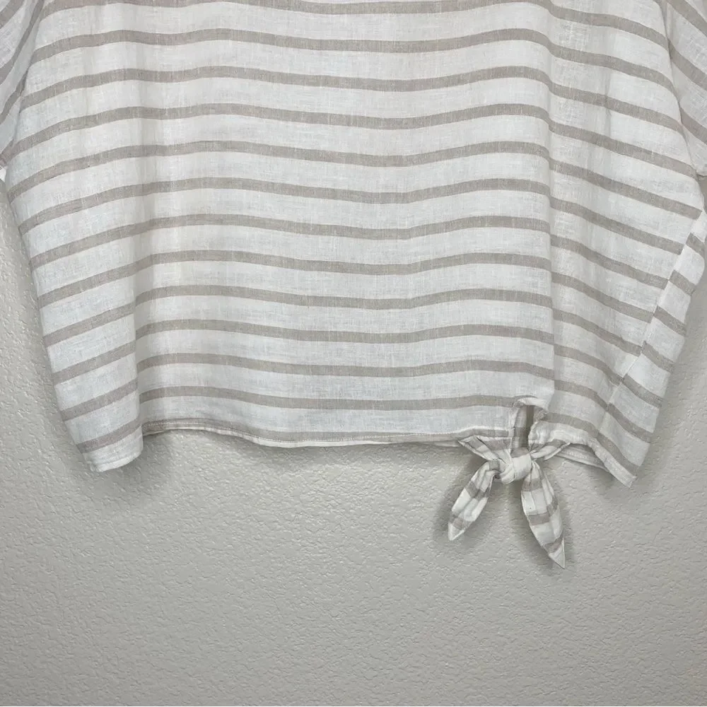 Beachlunchlounge Linen Cotton Blend Women’s Size XL Lucy Striped Top